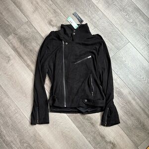 NWT Market & Spruce Black Faux Suede Moto Jacket, women Large